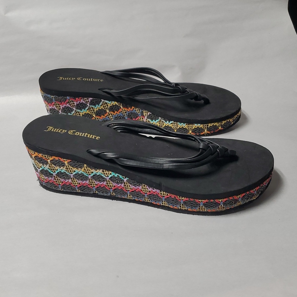 Juicy Couture Y2K Wedge Sandals Size 9-10 Colorful Espadrille